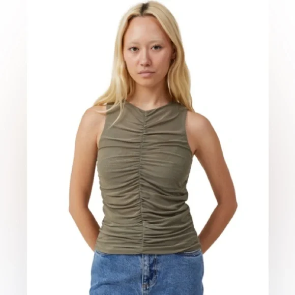 NWT - Cotton On Becca Gathered Tank in Woodland - Size S - Picture 1 of 3